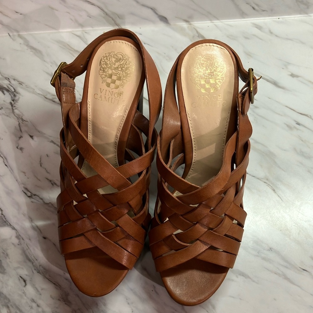 Vince Camuto Brown Platform Sandals with Chunky Heel - Picture 7 of 9